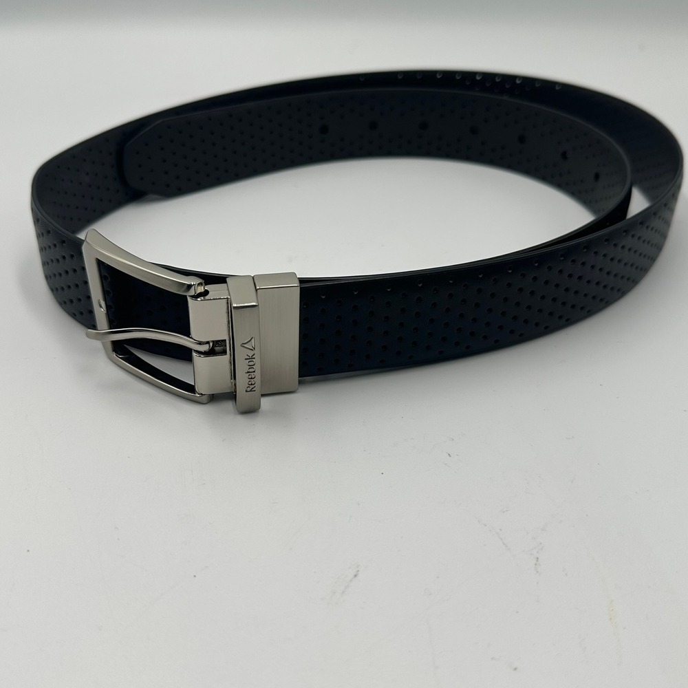 Reebok Reversible Belt Mens Size 38 Black Perforated Athletic Casual Sport Golf